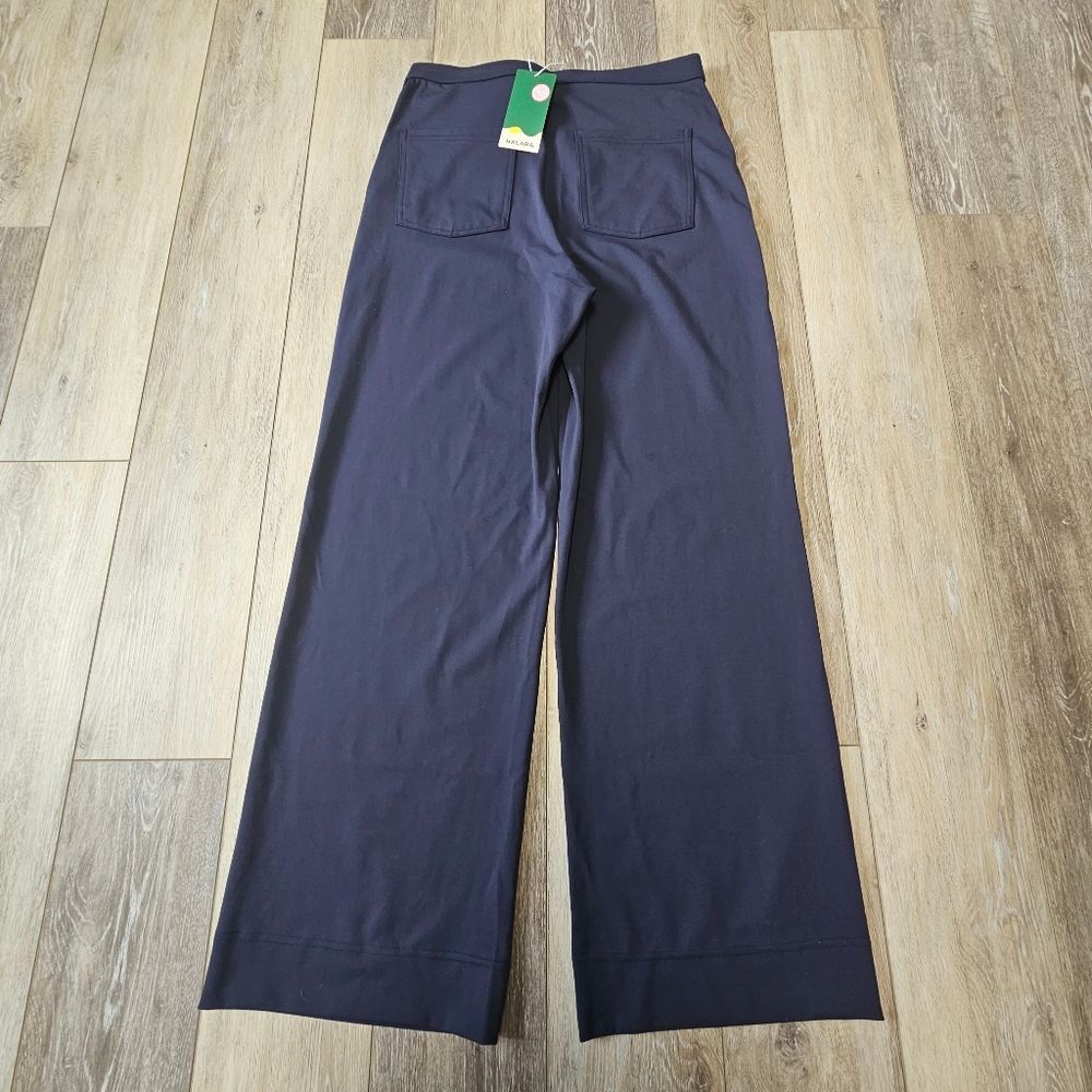 Halara High Waisted Button Pants Straight Wide Leg Navy Blue Women's Large - Picture 6 of 9